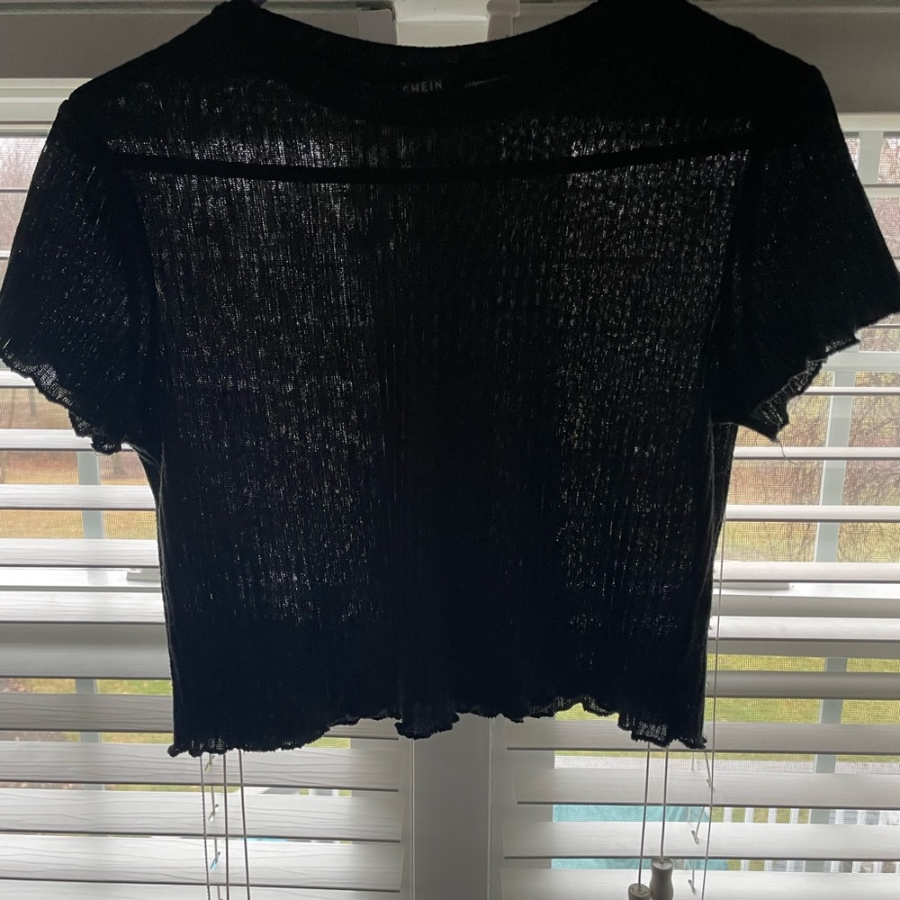 Textured Black Crop Top